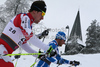 Ivan Babikov of Canada and Jean Marc Gaillard of France skiing in men pursuit race of  FIS Nordic skiing World championships in Oslo, Norway.Men pursuit race of FIS Nordic skiing World championships was held on Holmenkollen above Oslo, Norway, on Sunday, 27th of February 2011.
