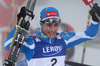 Winner Jason Lamy Chappuis of France celebrate his medal won in nordic combined race FIS Nordic skiing World championships in Oslo, Norway. Nordic combined race of FIS Nordic skiing World championships was held on Holmenkollen above Oslo, Norway, on Wednesday, 2nd of March 2011.
