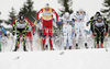 Petter Northug of Norway leading skiers during men 15km classic race of FIS cross country skiing World cup race in Rogla, Slovenia. Men 15km classic race of FIS cross country skiing World cup was held on Rogla, Slovenia, on Saturday, 17th of December 2011.
