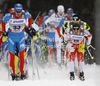 Stanislav Volzhentsev of Russia (L) and Ivan Babikov of Canada leading during men 15km classic race of FIS cross country skiing World cup race in Rogla, Slovenia. Men 15km classic race of FIS cross country skiing World cup was held on Rogla, Slovenia, on Saturday, 17th of December 2011.
