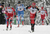 Aino-Kaisa Saarinen of Finland skiing between Therese Johaug of Norway (L) and Justyna Kowalczyk of Poland (right) during women 10km classic race of FIS cross country skiing World cup race in Rogla, Slovenia. Women 10km classic race of FIS cross country skiing World cup was held on Rogla, Slovenia, on Saturday, 17th of December 2011.
