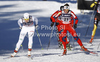 Ida Ingemarsdotter of Sweden (L) and Ingvild Flugstad Oestberg of Norway (R) skiing during finals of women sprint free style race of FIS cross country skiing World cup race in Rogla, Slovenia. Women sprint race of FIS cross country skiing World cup was held on Rogla, Slovenia, on Sunday, 18th of December 2011.
