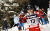 Winner Maiken Caspersen Falla of Norway crossing finish line in finals of women sprint free style race of FIS cross country skiing World cup race in Rogla, Slovenia. Women sprint race of FIS cross country skiing World cup was held on Rogla, Slovenia, on Sunday, 18th of December 2011.
