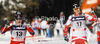 Winner Maiken Caspersen Falla of Norway crossing finish line in finals of women sprint free style race of FIS cross country skiing World cup race in Rogla, Slovenia. Women sprint race of FIS cross country skiing World cup was held on Rogla, Slovenia, on Sunday, 18th of December 2011.
