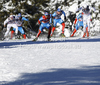 Robin Bryntesson of Sweden and Teodor Peterson of Sweden skiing during finals of men sprint free style race of FIS cross country skiing World cup race in Rogla, Slovenia. Men sprint race of FIS cross country skiing World cup was held on Rogla, Slovenia, on Sunday, 18th of December 2011.
