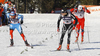 Winner Dario Cologna of Switzerland (R) and second placed Nikolay Morilov of Russia sprinting in finals of men sprint free style race of FIS cross country skiing World cup race in Rogla, Slovenia. Men sprint race of FIS cross country skiing World cup was held on Rogla, Slovenia, on Sunday, 18th of December 2011.
