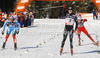 Winner Dario Cologna of Switzerland celebrates his victory in finals of men sprint free style race of FIS cross country skiing World cup race in Rogla, Slovenia. Men sprint race of FIS cross country skiing World cup was held on Rogla, Slovenia, on Sunday, 18th of December 2011.

