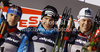 Winner Dario Cologna of Switzerland (M), second placed Nikolay Morilov of Russia (L) and third placed Anders Gloeersen of Norway (R) celebrate their medals won in men sprint free style race of FIS cross country skiing World cup race in Rogla, Slovenia. Men sprint race of FIS cross country skiing World cup was held on Rogla, Slovenia, on Sunday, 18th of December 2011.
