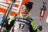 Second placed Chandra Crawford of Canada celebrates her medal won in women sprint free style race of FIS cross country skiing World cup race in Rogla, Slovenia. Women sprint race of FIS cross country skiing World cup was held on Rogla, Slovenia, on Sunday, 18th of December 2011.

