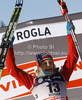 Winner Maiken Caspersen Falla of Norway celebrates her medal won in women sprint free style race of FIS cross country skiing World cup race in Rogla, Slovenia. Women sprint race of FIS cross country skiing World cup was held on Rogla, Slovenia, on Sunday, 18th of December 2011.
