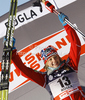 Winner Maiken Caspersen Falla of Norway celebrates her medal won in women sprint free style race of FIS cross country skiing World cup race in Rogla, Slovenia. Women sprint race of FIS cross country skiing World cup was held on Rogla, Slovenia, on Sunday, 18th of December 2011.
