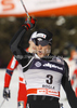 Winner Dario Cologna of Switzerland celebrates his victory in finals of men sprint free style race of FIS cross country skiing World cup race in Rogla, Slovenia. Men sprint race of FIS cross country skiing World cup was held on Rogla, Slovenia, on Sunday, 18th of December 2011.
