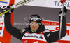 Overall Tour de Ski leader Dario Cologna of Switzerland celebrates after men sprint free style race of Tour de Ski race of FIS cross country skiing World cup race in Toblach-Dobbiaco, Italy. Men sprint race, stage 6 of Tour de Ski and FIS cross country skiing World cup was held on Toblach-Dobbiaco, Italy, on Wednesday, 4th of January 2012.
