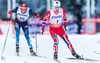 Alexander Legkov (RUS), Martin Sundby (NOR)  during the Mens FIS Cross Country World Cup of the Nordic Opening at the Nordic Arena in Kuka, Finland on 2013/12/01.
