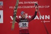 Northug Petter (NOR) celebrate on Podium after the Men 10 km Cross Country of the Tour de Ski 2014 of FIS Cross Country World Cup at the Cross Country Stadium, Lago di Tesero, Italy on 2014/01/04.
