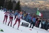 Leading Group with Johaug Therese (Nor)during the Ladies 5 km Cross Country of the FIS Tour de Ski 2014 at the Cross Country Stadium, Lago di Tesero, Italy on 2015/01/10. <br> 
