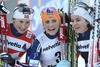 Johaug, Bjorgen, Weng (Nor) during the Ladies 5 km Cross Country of the FIS Tour de Ski 2014 at the Cross Country Stadium, Lago di Tesero, Italy on 2015/01/10. <br> 
