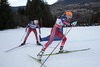 JOHAUG Therese (NOR) and WENG Heidi (NOR) during the Women Mountain Pursuit Cross Country Race of the FIS Tour de Ski 2014 at the Alpe Cermis in Val di Fiemme, Italy on 2015/01/11.
