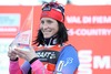 Marit Bjorgen (NOR) during the Women Mountain Pursuit Cross Country Race Podium of the FIS Tour de Ski 2014 at the Alpe Cermis in Val di Fiemme, Italy on 2015/01/11.

