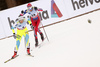 Vesna Fabjan of Slovenia (L) and Heidi Weng of Norway (R) skiing during finals of the women sprint race of Viessmann FIS Cross country skiing World cup in Planica, Slovenia. Women sprint race of Viessmann FIS Cross country skiing World cup was held on Saturday, 16th of January 2016 in Planica, Slovenia.

