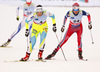 Vesna Fabjan of Slovenia (L) and Heidi Weng of Norway (R) skiing during finals of the women sprint race of Viessmann FIS Cross country skiing World cup in Planica, Slovenia. Women sprint race of Viessmann FIS Cross country skiing World cup was held on Saturday, 16th of January 2016 in Planica, Slovenia.
