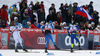 Martti Jylhae of Finland sprinting in finish of quarter finals of the men sprint race of Viessmann FIS Cross country skiing World cup in Planica, Slovenia. Men sprint race of Viessmann FIS Cross country skiing World cup was held on Saturday, 16th of January 2016 in Planica, Slovenia.
