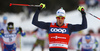 Winner Federico Pellegrino of Italy celebrates his victory crossing the finish line in the finals of the men sprint race of Viessmann FIS Cross country skiing World cup in Planica, Slovenia. Men sprint race of Viessmann FIS Cross country skiing World cup was held on Saturday, 16th of January 2016 in Planica, Slovenia.
