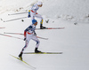 Teodor Peterson of Sweden (top) and Andrew Newell of USA (bottom) skiing during finals of the men sprint race of Viessmann FIS Cross country skiing World cup in Planica, Slovenia. Men sprint race of Viessmann FIS Cross country skiing World cup was held on Saturday, 16th of January 2016 in Planica, Slovenia.
