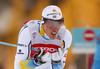 Calle Halfvarsson of Sweden skiing during semi-finals of the men team sprint race of Viessmann FIS Cross country skiing World cup in Planica, Slovenia. Men team sprint race of Viessmann FIS Cross country skiing World cup was held on Sunday, 17th of January 2016 in Planica, Slovenia.
