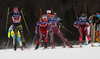Laura Gimmler of Germany (L), Heidi Weng of Norway, and Evgenia Shapovalova of Russia skiing during semi-finals of the women team sprint race of Viessmann FIS Cross country skiing World cup in Planica, Slovenia. Women team sprint race of Viessmann FIS Cross country skiing World cup was held on Sunday, 17th of January 2016 in Planica, Slovenia.
