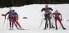 Heidi Weng of Norway (R) and Mari Eide of Norway (L) skiing during semi-finals of the women team sprint race of Viessmann FIS Cross country skiing World cup in Planica, Slovenia. Women team sprint race of Viessmann FIS Cross country skiing World cup was held on Sunday, 17th of January 2016 in Planica, Slovenia.
