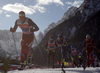 Paal Golberg of Norway (L), Thomas Bing of Germany, Valentin Chauvin of France, Anders Gloeersen of Norway skiing during finals of the men team sprint race of Viessmann FIS Cross country skiing World cup in Planica, Slovenia. Men team sprint race of Viessmann FIS Cross country skiing World cup was held on Sunday, 17th of January 2016 in Planica, Slovenia.
