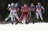 Ida Ingemarsdotter of Sweden (L), Heidi Weng of Norway, Laura Gimmler of Germany and Jonna Sundling of Sweden skiing during finals of the women team sprint race of Viessmann FIS Cross country skiing World cup in Planica, Slovenia. Women team sprint race of Viessmann FIS Cross country skiing World cup was held on Sunday, 17th of January 2016 in Planica, Slovenia.
