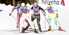 Ida Ingemarsdotter of Sweden (L) and Sandra Ringwald of Germany (R) skiing during finals of the women team sprint race of Viessmann FIS Cross country skiing World cup in Planica, Slovenia. Women team sprint race of Viessmann FIS Cross country skiing World cup was held on Sunday, 17th of January 2016 in Planica, Slovenia.
