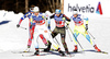Ida Ingemarsdotter of Sweden (L) and Sandra Ringwald of Germany (R) skiing during finals of the women team sprint race of Viessmann FIS Cross country skiing World cup in Planica, Slovenia. Women team sprint race of Viessmann FIS Cross country skiing World cup was held on Sunday, 17th of January 2016 in Planica, Slovenia.
