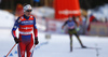 Astrid Uhrenholdt Jacobsen of Norway crossing finish line as second in the finals of the women team sprint race of Viessmann FIS Cross country skiing World cup in Planica, Slovenia. Women team sprint race of Viessmann FIS Cross country skiing World cup was held on Sunday, 17th of January 2016 in Planica, Slovenia.
