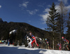 Ida Ingemarsdotter of Sweden (L) and Heidi Weng of Norway (R) skiing during finals of the women team sprint race of Viessmann FIS Cross country skiing World cup in Planica, Slovenia. Women team sprint race of Viessmann FIS Cross country skiing World cup was held on Sunday, 17th of January 2016 in Planica, Slovenia.
