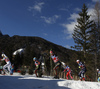 Laura Gimmler of Germany (R) and Sandra Ringwald of Germany (L) skiing during finals of the women team sprint race of Viessmann FIS Cross country skiing World cup in Planica, Slovenia. Women team sprint race of Viessmann FIS Cross country skiing World cup was held on Sunday, 17th of January 2016 in Planica, Slovenia.
