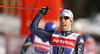 Federico Pellegrino of Italy celebrates victory crossing the finish line in the finals of the men team sprint race of Viessmann FIS Cross country skiing World cup in Planica, Slovenia. Men team sprint race of Viessmann FIS Cross country skiing World cup was held on Sunday, 17th of January 2016 in Planica, Slovenia.
