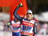 Federico Pellegrino of Italy celebrates victory crossing the finish line in the finals of the men team sprint race of Viessmann FIS Cross country skiing World cup in Planica, Slovenia. Men team sprint race of Viessmann FIS Cross country skiing World cup was held on Sunday, 17th of January 2016 in Planica, Slovenia.
