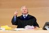 Judge Guenther Boehler during a trial at the Court against Harald Wurm of aggravated fraud Sport at the Landesgericht in Innsbruck, Austria on 2015/02/09.
