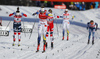 Maiken Caspersen Falla of Norway (4), Stina Nilsson of Sweden (2), Kathrine Rolsted Harsem of Norway (1), Anna Dyvik of Sweden (3), Jessica Diggins of USA (19)  skiing in finals of women classic sprint race of Viessmann FIS Cross country skiing World cup in Planica, Slovenia. Women sprint classic race of Viessmann FIS Cross country skiing World cup was held on Saturday, 20th of January 2018 in Planica, Slovenia.
