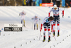 Johannes Hoesflot Klaebo of Norway (1), Emil Iversen of Norway (3) skiing in finals of men classic sprint race of Viessmann FIS Cross country skiing World cup in Planica, Slovenia. Women sprint classic race of Viessmann FIS Cross country skiing World cup was held on Saturday, 20th of January 2018 in Planica, Slovenia.
