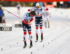 Johannes Hoesflot Klaebo of Norway (1), Emil Iversen of Norway (3) skiing in finals of men classic sprint race of Viessmann FIS Cross country skiing World cup in Planica, Slovenia. Women sprint classic race of Viessmann FIS Cross country skiing World cup was held on Saturday, 20th of January 2018 in Planica, Slovenia.
