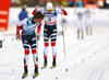 Johannes Hoesflot Klaebo of Norway (1), Emil Iversen of Norway (3) skiing in finals of men classic sprint race of Viessmann FIS Cross country skiing World cup in Planica, Slovenia. Women sprint classic race of Viessmann FIS Cross country skiing World cup was held on Saturday, 20th of January 2018 in Planica, Slovenia.
