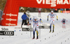 Teodor Peterson of Sweden (5), Oskar Svensson of Sweden (4) skiing in finals of men classic sprint race of Viessmann FIS Cross country skiing World cup in Planica, Slovenia. Women sprint classic race of Viessmann FIS Cross country skiing World cup was held on Saturday, 20th of January 2018 in Planica, Slovenia.
