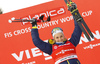 Winner Stina Nilsson of Sweden celebrate her medal won in the women classic sprint race of Viessmann FIS Cross country skiing World cup in Planica, Slovenia. Women sprint classic race of Viessmann FIS Cross country skiing World cup was held on Saturday, 20th of January 2018 in Planica, Slovenia.
