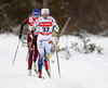 Charlotte Kalla of Sweden (32) and Anna Zherebyateva of Russia (1)  skiing in women 10km classic race of Viessmann FIS Cross country skiing World cup in Planica, Slovenia. Women 10km classic race of Viessmann FIS Cross country skiing World cup was held on Sunday, 21st of January 2018 in Planica, Slovenia.
