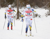 Hanna Falk of Sweden (27 and Ebba Andersson of Sweden (28) skiing in women 10km classic race of Viessmann FIS Cross country skiing World cup in Planica, Slovenia. Women 10km classic race of Viessmann FIS Cross country skiing World cup was held on Sunday, 21st of January 2018 in Planica, Slovenia.
