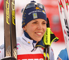 Charlotte Kalla of Sweden in finish after  women 10km classic race of Viessmann FIS Cross country skiing World cup in Planica, Slovenia. Women 10km classic race of Viessmann FIS Cross country skiing World cup was held on Sunday, 21st of January 2018 in Planica, Slovenia.

